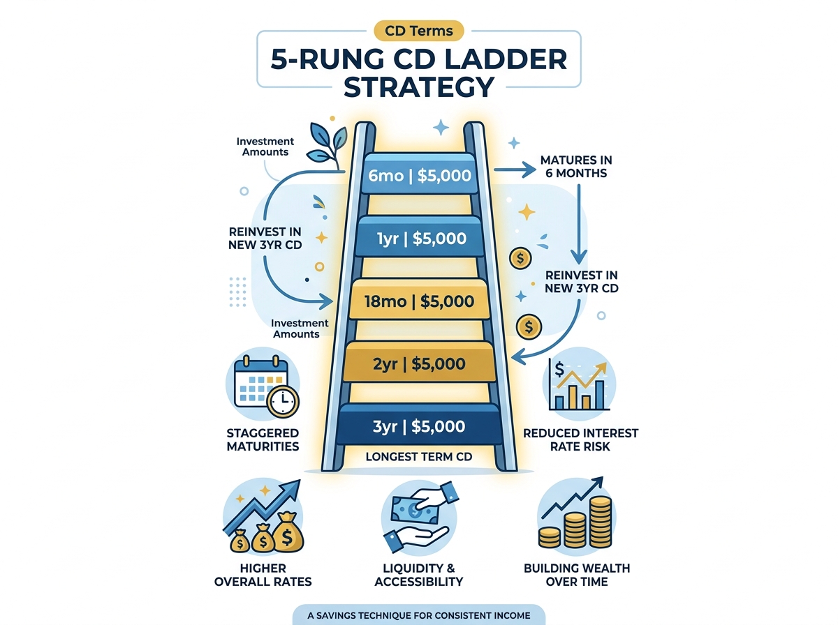 CD ladder diagram showing 5 rungs with terms and amounts